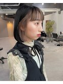 インナーカラーベージュ丸くならないボブタッセルボブ
