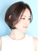 40代50代小顔黒髪ネビージュボブルフワンレンショート