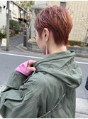 大人ショートレイヤー小顔カットオレンジカラー