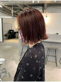 ブリーチなし★切りっぱなしボブ×ワインレッドカラー