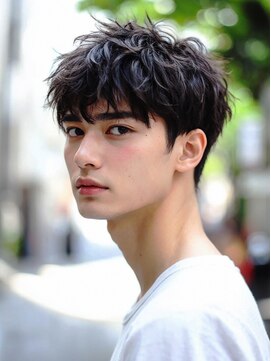 エル 横浜 ウエスト(eL 横浜 west) 韓国マッシュ スペインカール スパイキーショートブルーブラック