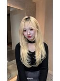 ミニウルフレイヤーカット顔周り前髪韓国ミディアムロング/銀座