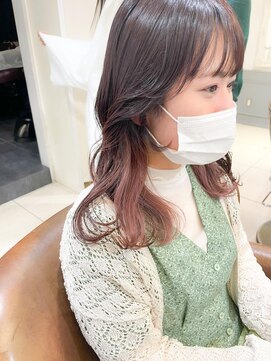 ネオリーブアイム 横浜西口店(Neolive aim) ラベンダーベージュ×シアピンク インナーカラー【横浜】