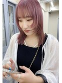 顔まわりレイヤー×ペールピンク
