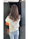 ロングヘアバレイヤージュ白髪ぼかしピンクグレージュ