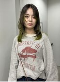 顔周りレイヤーカットデザインカラーグラデーションブリーチ
