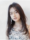 大人かわいい前髪セシルカットココアブラウンフリンジウェーブ