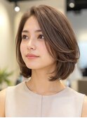イメチェン 外ハネボブ 美髪 ワイドバング ホワイトブロンド