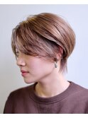 センターパート/ハンサムショート/ブリーチなし/ベージュ/豊橋