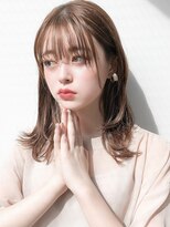小顔カットくせ毛風カールうる艶髪エアリーカール斜めバング