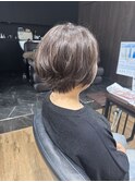 ショートヘア パーマスタイル ダークブラウン 大和八木