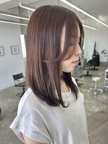 ノートエートル 西金沢(Nought etre)&nbsp;顔まわりレイヤー/ブラウンカラー/ツヤ髪スタイル/ミディアム