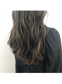 大人ガーリーダークアッシュミディアムレイヤーカットハイライト