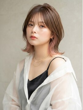 アールイーノウン 阿倍野区昭和町店(re; nown) 大人可愛い20代30代40代インナーカラー小顔ウルフレイヤーボブ