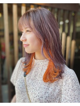 ヘアーサロン アウラ(hair salon aura) 【aura】カラースタイル　インナーオレンジ