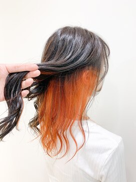 アッシュ 二子玉川店(Ash) インナーカラー×セミロング×オレンジ