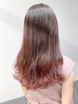 ジーナ 博多(Zina) 小顔セミウェットウェーブピンクベージュハイライトカラー