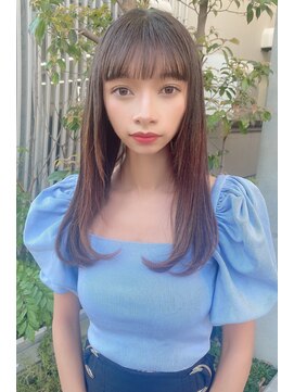 リークフー(Ree cu fuu) 大人可愛いストレートロングヘアー重めバング顔周りカット透明感