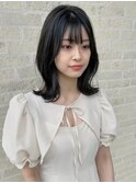 くびれヘアで大人可愛く!/アッシュブラック/レイヤーロング