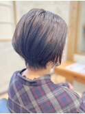 大人ナチュラルショートボブまるみシルエット襟足すっきり黒髪