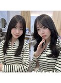 大人可愛い韓国レイヤー　顔まわり前髪　似合わせ小顔ヘア#