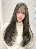ロングレイヤーカット/韓国ヘア/艶髪/透明感カラー