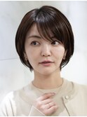 横浜西口大人ショートボブ前髪なしココアベージュ韓国30代40代