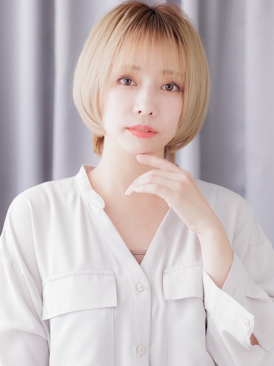 小顔ナチュラルショート韓国風アンブレラカラーbs2上尾20代30代