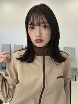 トリッカ 銀座(tricca) 外ハネミディ/シースルーバング/暗髪ストレート
