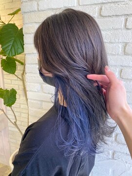 レーヴバイロンド 仙台(Reve by Lond) 大人かわいいインナーカラー くすみブルー