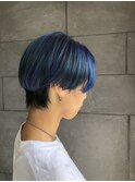ハンサムショート ブルーブラック メンズカット マッシュ
