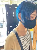 ハイトーンカラー10代20代ブルーカラーショートカット
