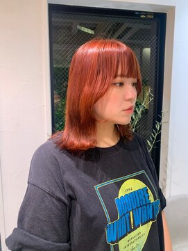 ロンドエニカ 大宮(Lond enika) ブリーチなしオレンジベージュ艶カラー韓国ヘア【大宮美容室】