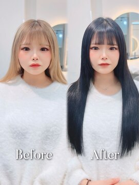 ラピス 福岡天神店(Lapis) ブルーブラック×エクステ70枚