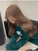 12053ミルクティーベージュ姫カットレイヤー韓国くすみベージュ
