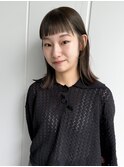 オリーブベージュ　オン眉ロブ　透明感カラー　