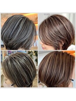 ユイマァル 倉敷店(YUIMARL)の写真/【岡山/倉敷/老け見え解決♪】脱白髪染め大人ハイライト/白髪ぼかし/グレイカラー/ブリーチなしカラー