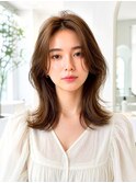 韓国風くびれミディアム×透明感カラー