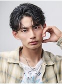 波巻きパーマメンズツイストスパイラルパーマセンターパート