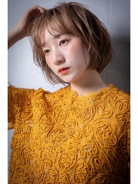 カバーヘア 上尾西口店(COVER HAIR) オレンジベージュアッシュハイライト小顔丸みボブx上尾20代30代