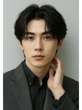 にもう ブルーブラック 韓国マッシュ フェザーパーマ ST50