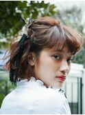 つくり込みすぎないハーフアップアレンジ・ボブ