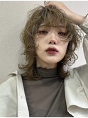 ミディアムウルフウルフレイヤーカジュアルウルフダブルカラー