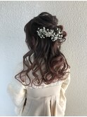 袴 ツイスト 大きな カール ハーフアップ ヘアアレンジ