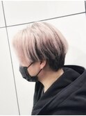ピンクカラーナチュラルセンターパート韓国ホワイトピンク