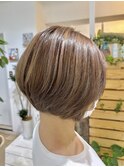 30代40代50代抜け感ショートレイヤーミルクティベージュ