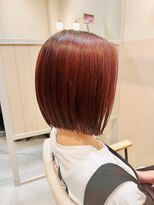 シダ(sida)&nbsp;「ブリーチあり　レッドブラウン＋切りっぱなしボブ」　鹿毛