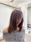 ハイライトカラーミルクティーベージュレイヤーカット