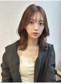 レイヤーカット　顔まわりカット　ブラウンカラー