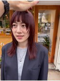 ミディアムレイヤー レッドバイオレット 顔まわりレイヤー